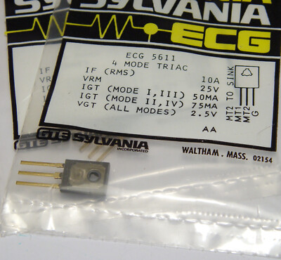 2x Sylvania ECG5611 / ECG 5611 4 Mode Triac, 25V / 10A, 1970er Jahre, NOS