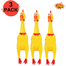 3 Pack Pet Dog Shrilling Rubber Chicken Chew Sound Squeeze Screaming Toy 12.4"