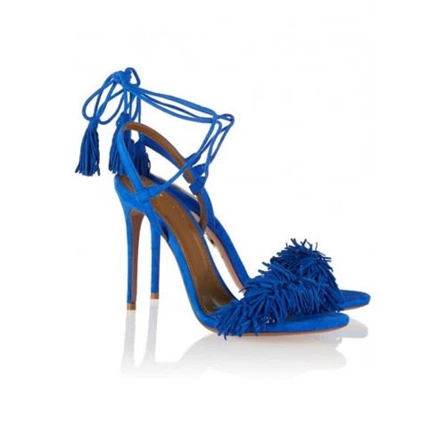 Fringe Red Sandals Tassels Strappy Stiletto Heels Shoes Women Plus US Size 3-16 - Picture 10 of 22