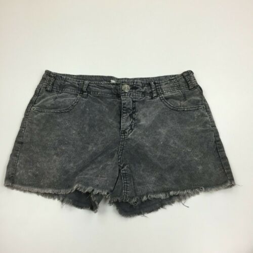 FREE PEOPLE Womens sz W27 Gray/Black Corduroy Frayed Hem Logo Hardware Shorts