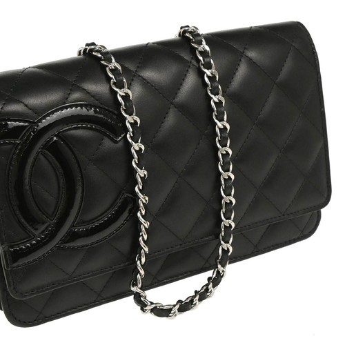 Chanel Geldbörse schwarz Kalbsleder Cambon Ligne an Kette WOC 185785 - Bild 3 von 11