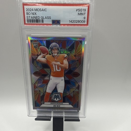 Panini 2024 Mosaic Bo Nix Stained Glass RC #SG-19 PSA 9 Broncos