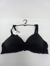 Ex M&S Non-wired  Full Cup Bra 40A Black With lace -Ref 929