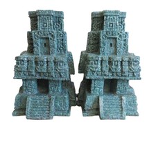Juego de sujetalibros pirámide azteca maya vintage piedra verde aplastada templo malaquita