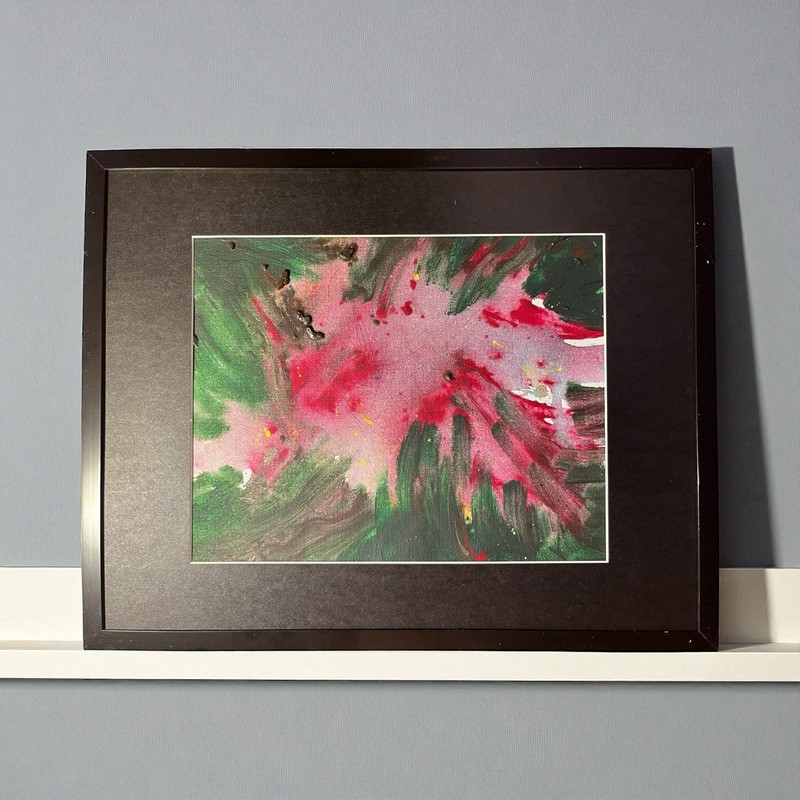 Framed Original Painting, Abstract Art Subject Nature & Gardens, Wall Decor, Art