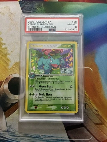 Vintage Pokemon Card Venusaur Reverse Holo Rare Crystal Guardians PSA 8 Low Pop