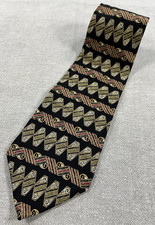 Adolfo 100 Silk Men's Tie Made in USA Geometric Black Red Gold Vintage Excellnt