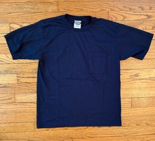 Boxy 90s Simply basic Navy Blue Pocket Tee Small Made in USA