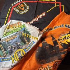 Vtg Harley-Davidson Bandana Lot of 3 State Rally  Owners Group Made in USA flaw