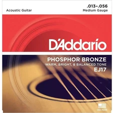D'Addario EJ17 Phosphor Bronze Acoustic Guitar Strings, Medium, 13-56