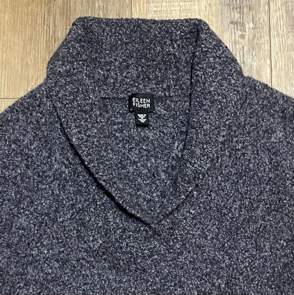 Suéter EILEEN FISHER Lana Merino Cachemira Mantón Boucle Gris Talla M Bastante Lujoso Foto 3 de 4