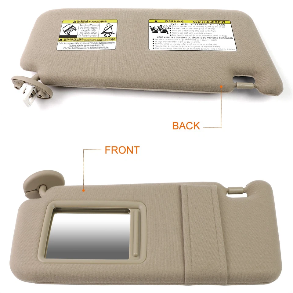 Parasol lado del conductor estilo OE para Toyota Venza 09-16 con espejo beige Foto 3 de 4