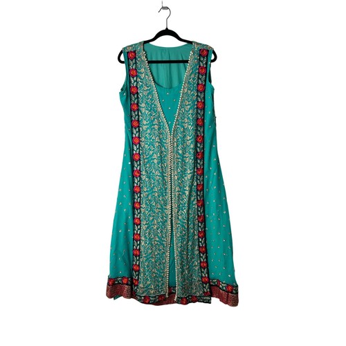 ✨ Traditional Indian Silk Anarkali Gown with Pearls + Dupatta