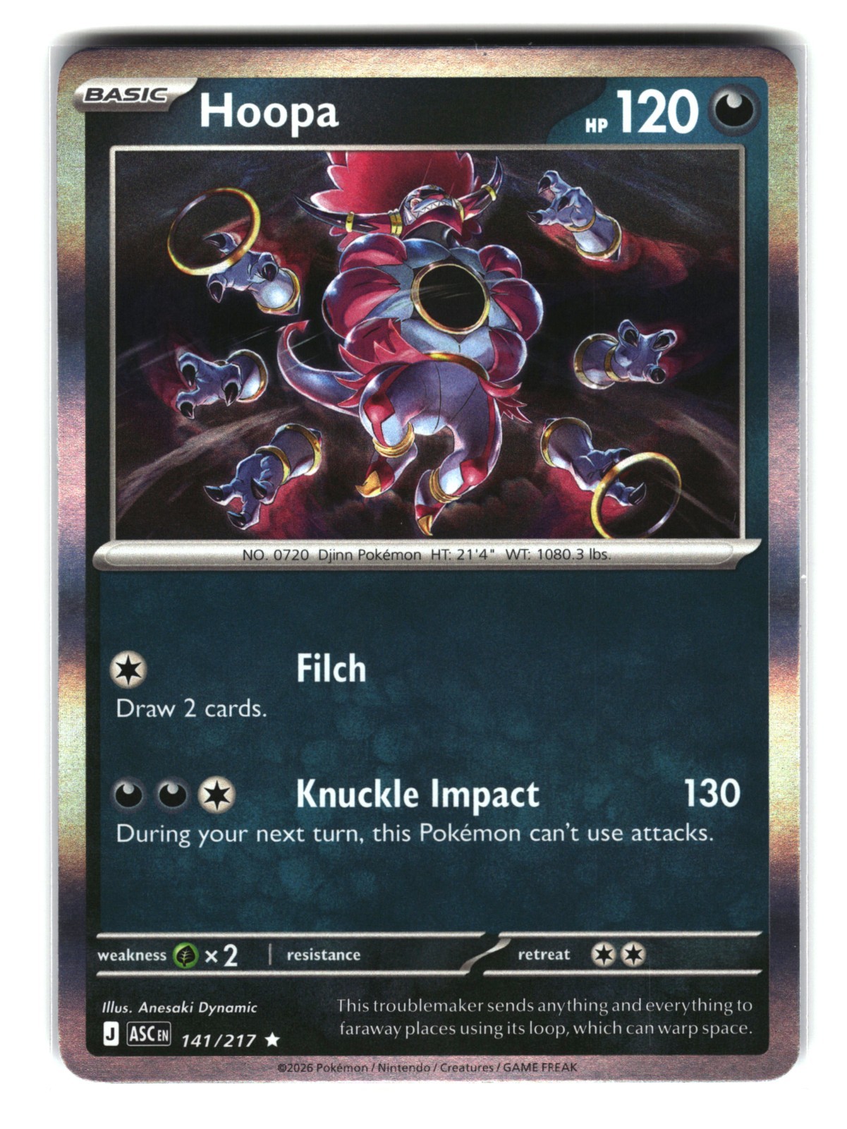 Hoopa 141/217 Holo Pokemon Card 