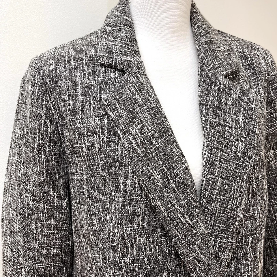 Women’s Black And White Tweed Blazer Jacket By Cherry Cloth NWT MSRP $94 Large - Image 2 of 4