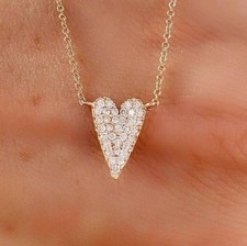 2Ct Round Cut Lab Created Diamond Women's Heart Pendant 14k Yellow Gold Plated