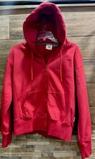 Ladies SUPERDRY       Classic Red Heavyweight Cotton Zip Up Hoody Ribbed Sides S