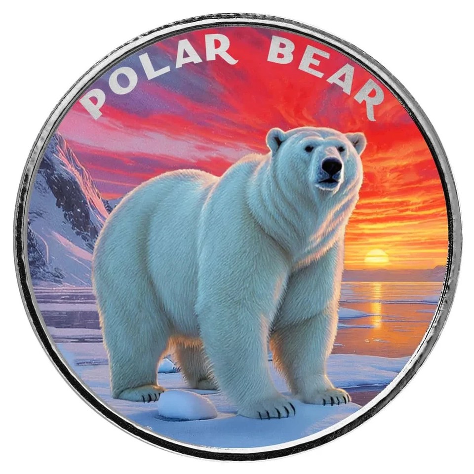 POLAR BEAR Colorized Silver Round - Scottsdale 1 oz .999 Fine Silver BU ...