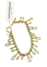 NEW LUCKY BRAND BRASS,ANTIQUE GOLD TONE CHAIN,TEARDROP CHARM,PENDANT BRACELET