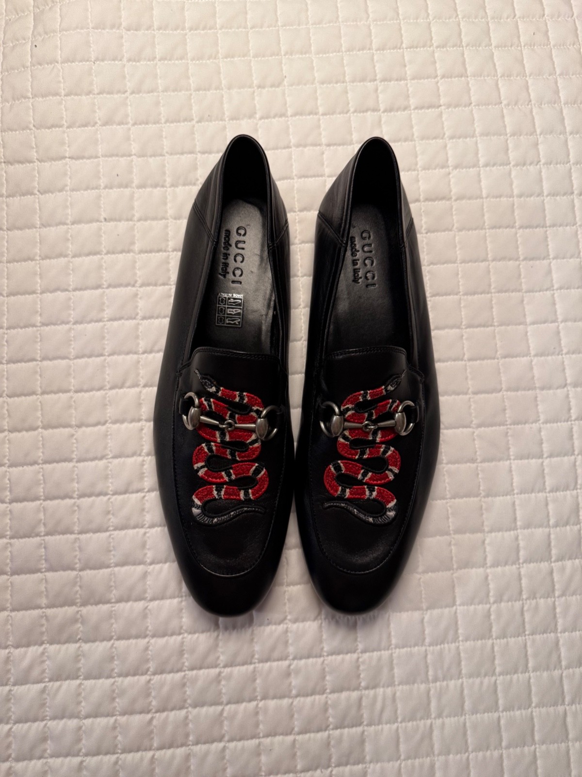 Gucci Men’s Agnello Plonge Leather Jacket in Black with Snake Accent