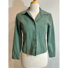 Pendleton 100 virgin wool faded green cropped blazer jacket 10 petite