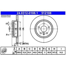 2x Bremsscheibe hinten für Opel Astra J P10 Mokka-Mokka X J13 | 26206175