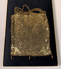 Vintage Gold Mesh Evening Purse 5x4" Unbranded, No Lining, Vtg Wear