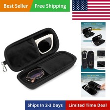 Double Eyeglasses Case Hard Shell Dual Sunglasses Organizer with Zipper Closu...