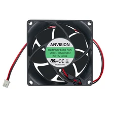 80mm 25mm DC 12V Brushless Cooling Fan with Dual Ball Bearing, 2 Pin Connector