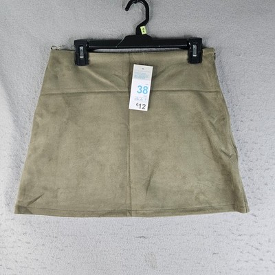 Primark Cares Skirt Womens Size 6 Green Faux Suede Soft Stretch Short Mini