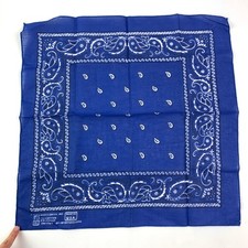 PARIS Men's Royal Blue Paisley Cotton Bandana USA Made Colorfast 21 x 21