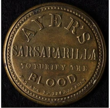 EP-34b , 3¢ Ayer's Sarsaparilla (Large Ayer's), 1862 Encased Postage, EF