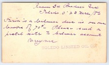 1886 Toledo Linseed Oil Co. United States Postal Card Thomas Jefferson 1¢ Stamp