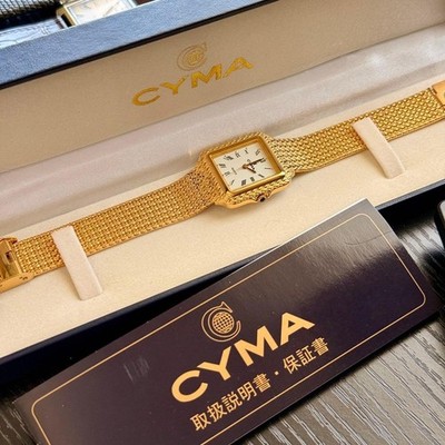 CYMA Vintage 913 Roman Dial Tank Watch 1980s Gold 27x35mm From Japan