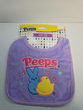 Purple PEEPS Chick & Bunny Soft Easter Baby Bib One Size New