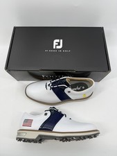 Footjoy Myjoys Premiere Series Packard Golf Shoes White USA Yellow Ribbon 6 Med
