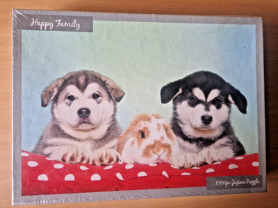 HAPPY FAMILY SCHÖNES SELTENES NEU VERSIEGELTES 1000-TEILIGES PUZZLE HUND KATZE KANINCHEN