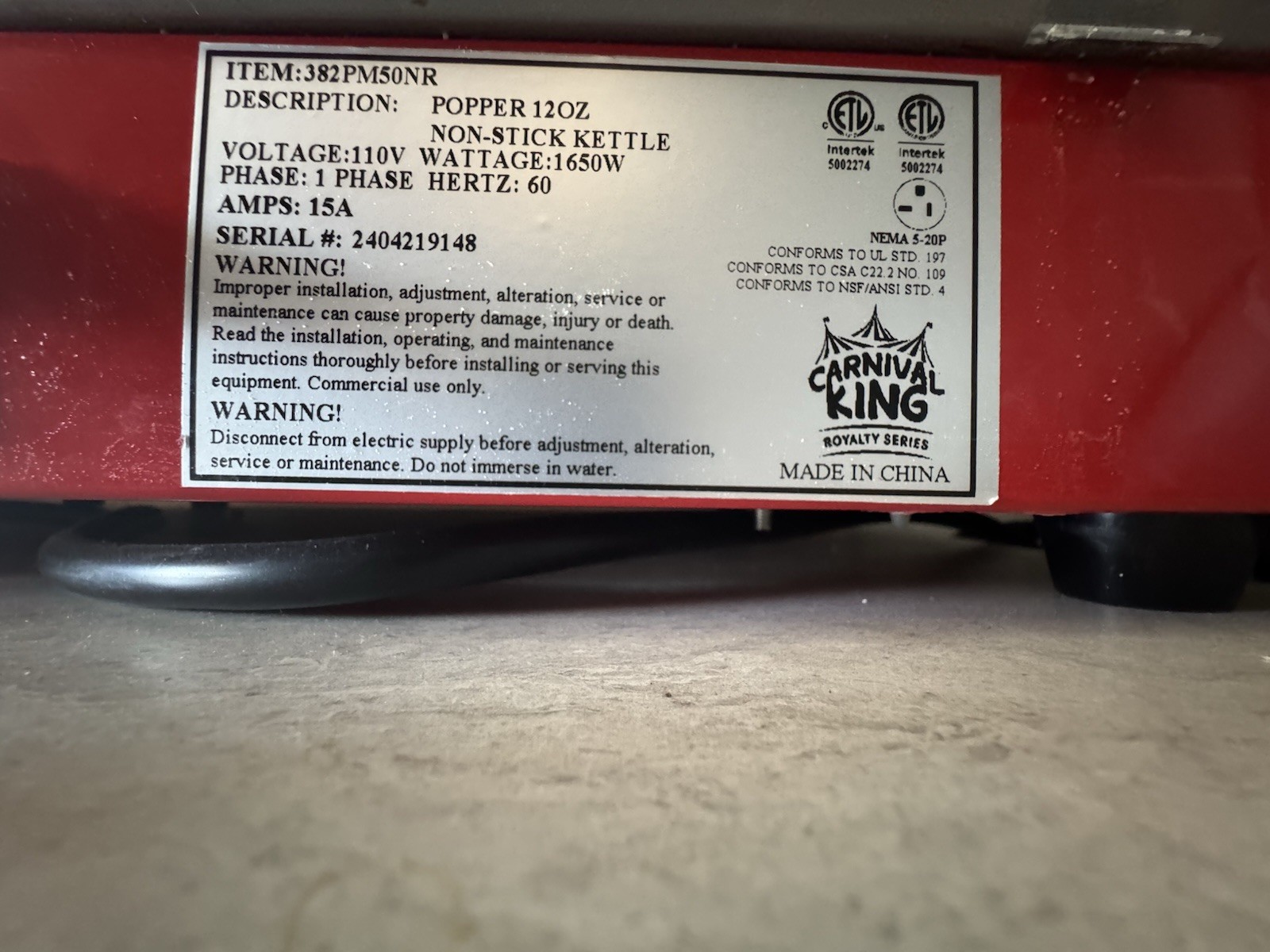 Popcorn Kettle 12oz Popping Machine By Carnival King