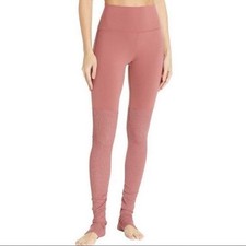 Alo Yoga High Waist Goddess Leggings Dusty Rose Ribbed Ruched Women Medium