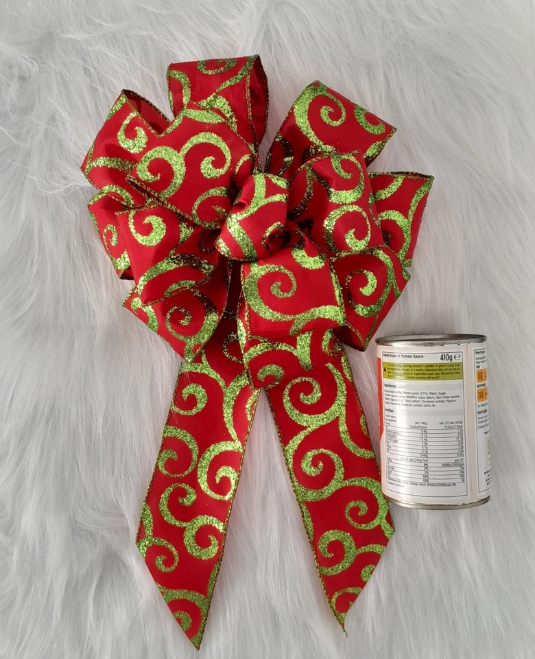 The Grinch  Large Bow -Christmas Tree Decoration - Wreath Bow - Handmade Bow - Image 2 of 4