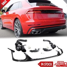 Fit For Audi Q8 SQ8 2019UP Black Rear Bumper Diffuser Lip W/Exhaust Trim Tips