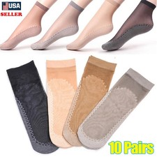 3-10 Pairs Women Ankle High Sheer Nylon Socks Soft Tight Hosiery with Reinforced