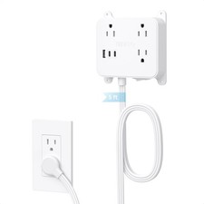 TROND Flat Plug Power Strip, 5FT Ultra Thin Extension Cord, 3 AC Outlets