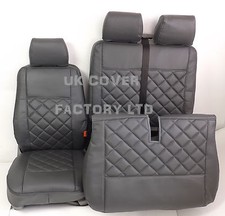 VAN SEAT COVERS FOR A VW TRANSPORTER T5 T26 T28 T30 GREY 150GY MADE WITH VW LOG