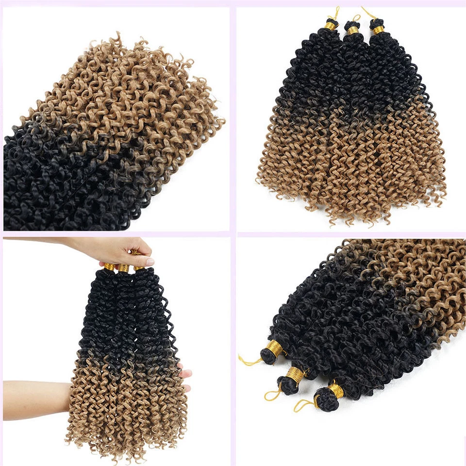 Natural Water Wave Crochet Braids Long Deep Curly 10% Human Hair Extensions US H - Image 2 of 4