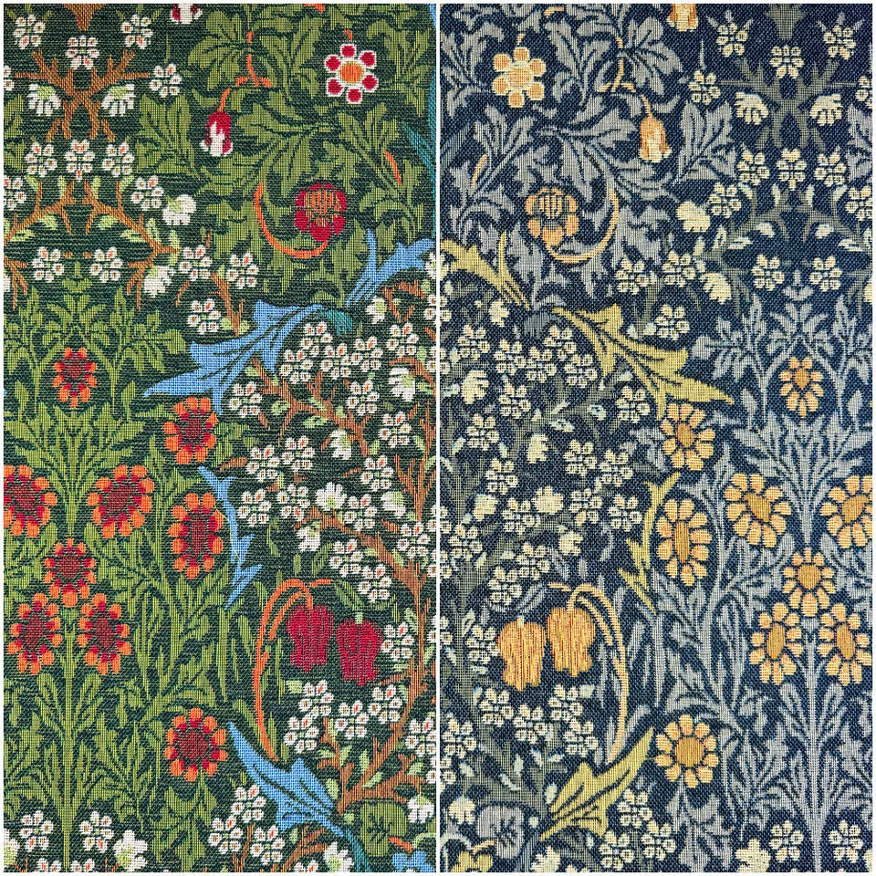 Tapestry Fabric William Morris Blackthorne Floral Flower Damask Leaf 140cm Wide