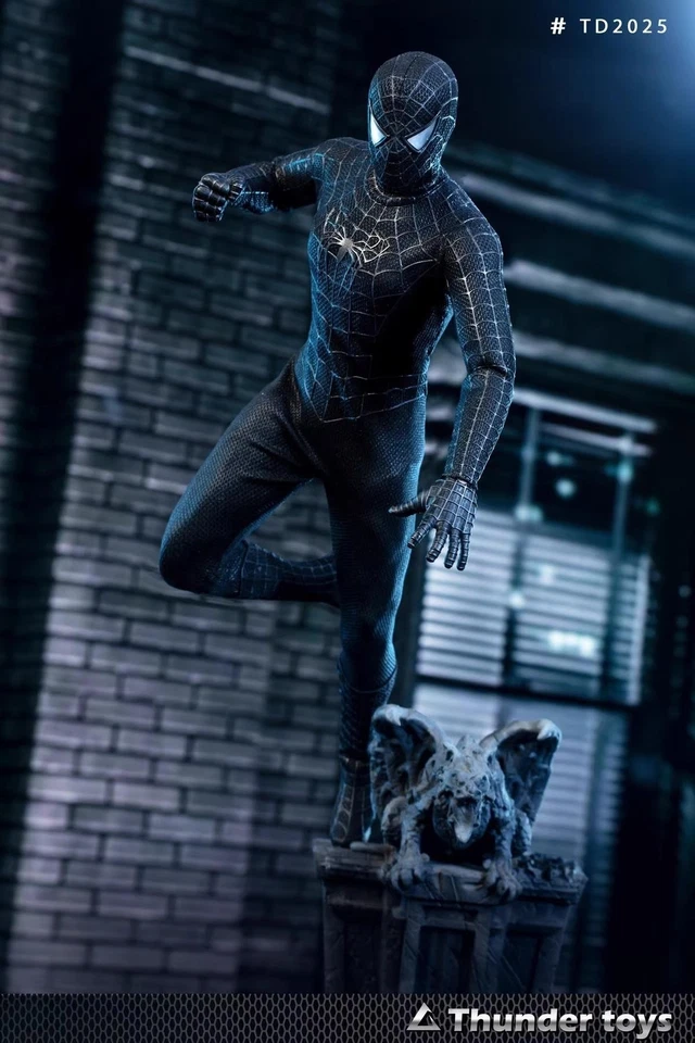 Figura de acción masculina Hot Toys variante 1/6 negra Spiderman 12" variante Foto 4 de 4