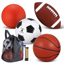 Deekin 4 Pcs Sport Balls Set for Kids Teens, Include Size 5 Basketball 4 Socc...