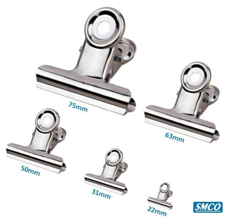 BULLDOG CLIP Small 22mm Tiny LETTER PAPER BINDER GRIP Silver Chrome Metal BySMCO