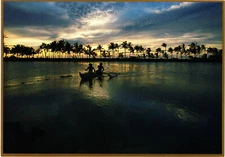 Fishermen in an Outrigger Canoe Postcard Unposted Island Heritage